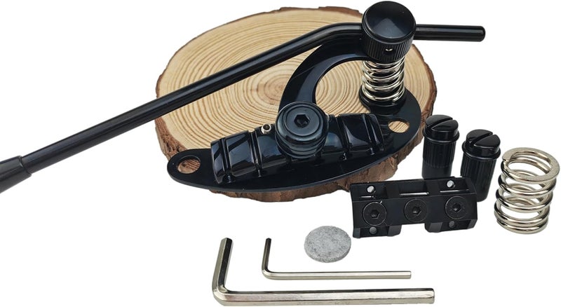 guyker Guitar Bridge Stop Bar Tailpiece Tremolo TM85-S and GM005 Tune-O-Matic Roller Saddle Bridge Combo Replacement Part Compatible with Les Paul LP SG 6 String Electric Guitars, Black - Image 2